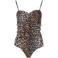 Costume de baie intregi One Piece Gathered Swimsuit In Animalier Femei