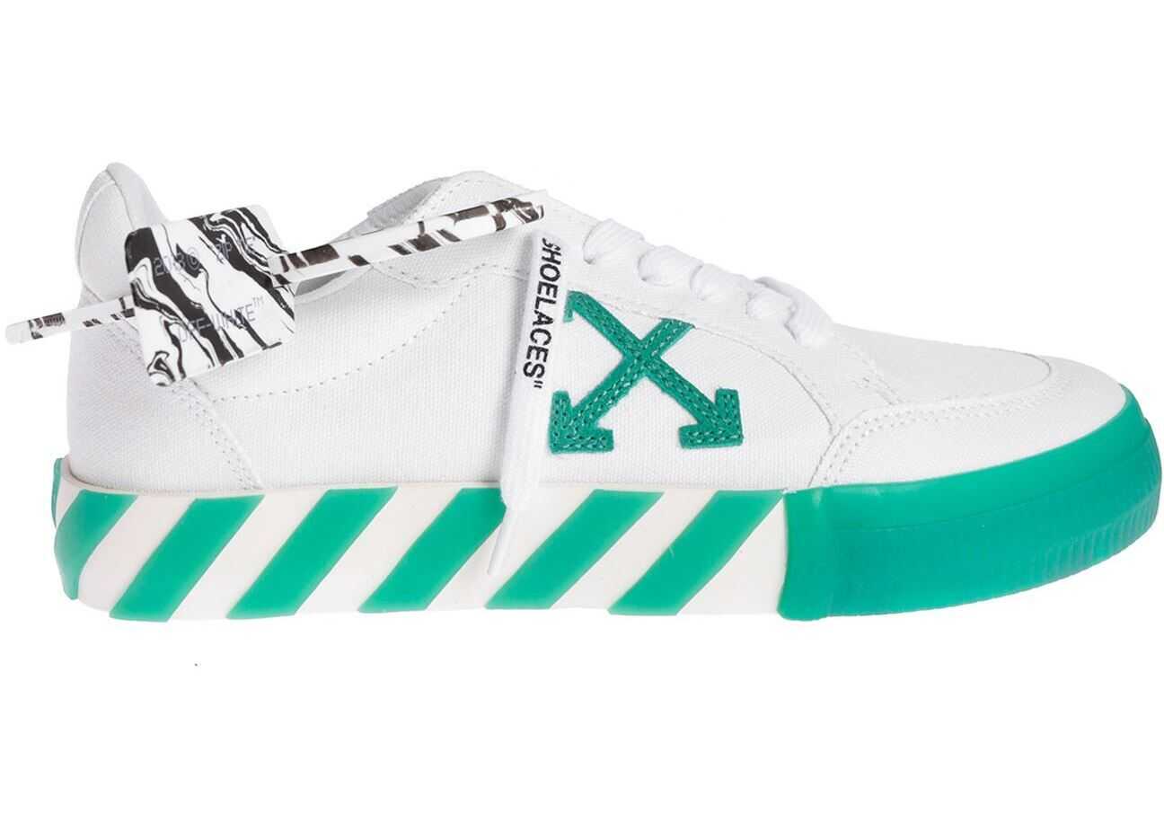 Off-White Low Vulcanized Sneakers In White Green OMIA085R21FAB0010155 Green