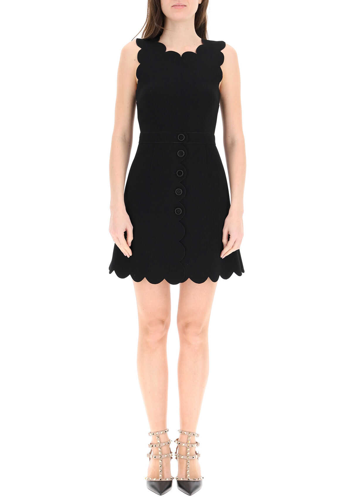 RED VALENTINO Dress With Scallop Details VR3VAW851FR NERO