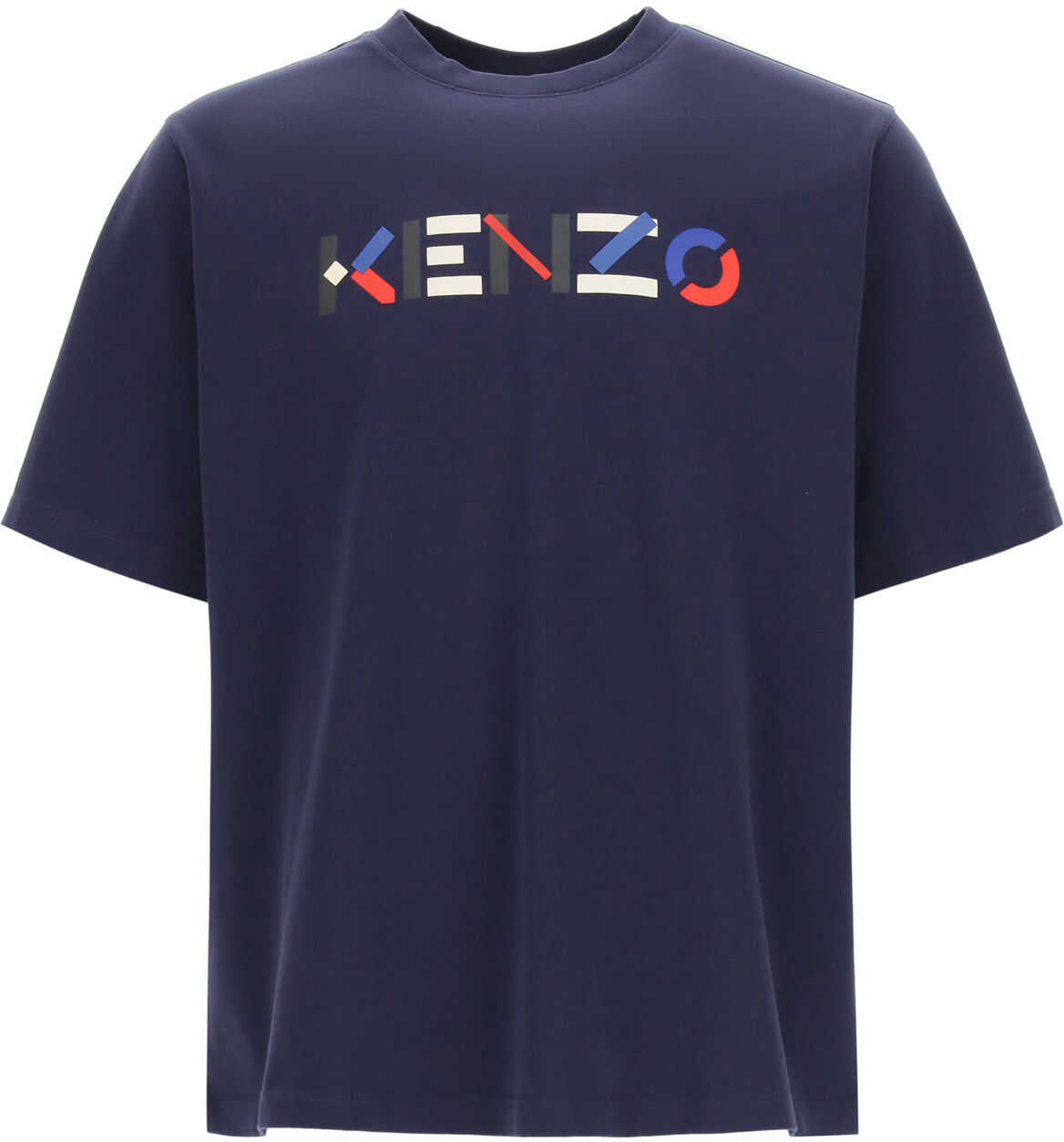 Kenzo T-Shirt With Multicolor Logo Print NAVY BLUE