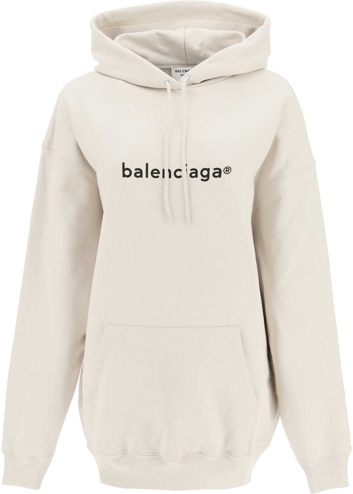 Balenciaga Logo Print Hoodie 578135 TIV55 CEMENT GREY BLACK