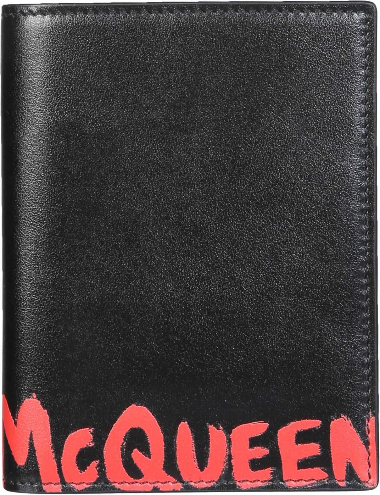 Alexander McQueen Leather Passport Holder BLACK