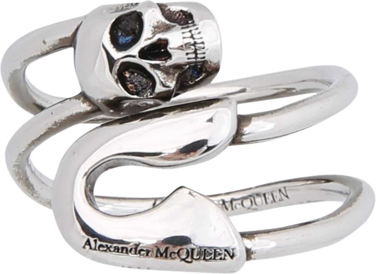 Alexander McQueen Safety Pin Ring SILVER