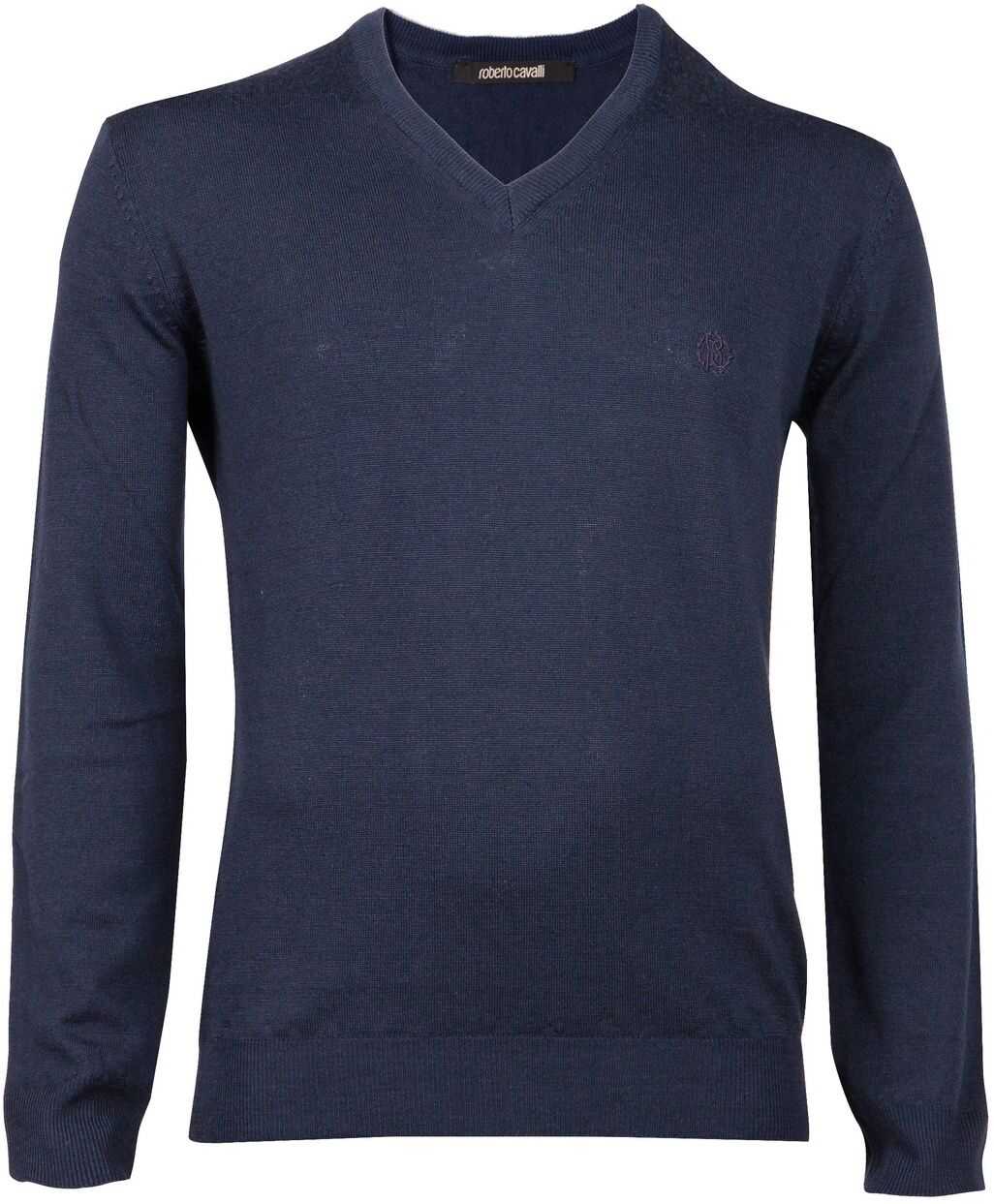 Roberto Cavalli V-Neck Pullover HSM614 Albastru