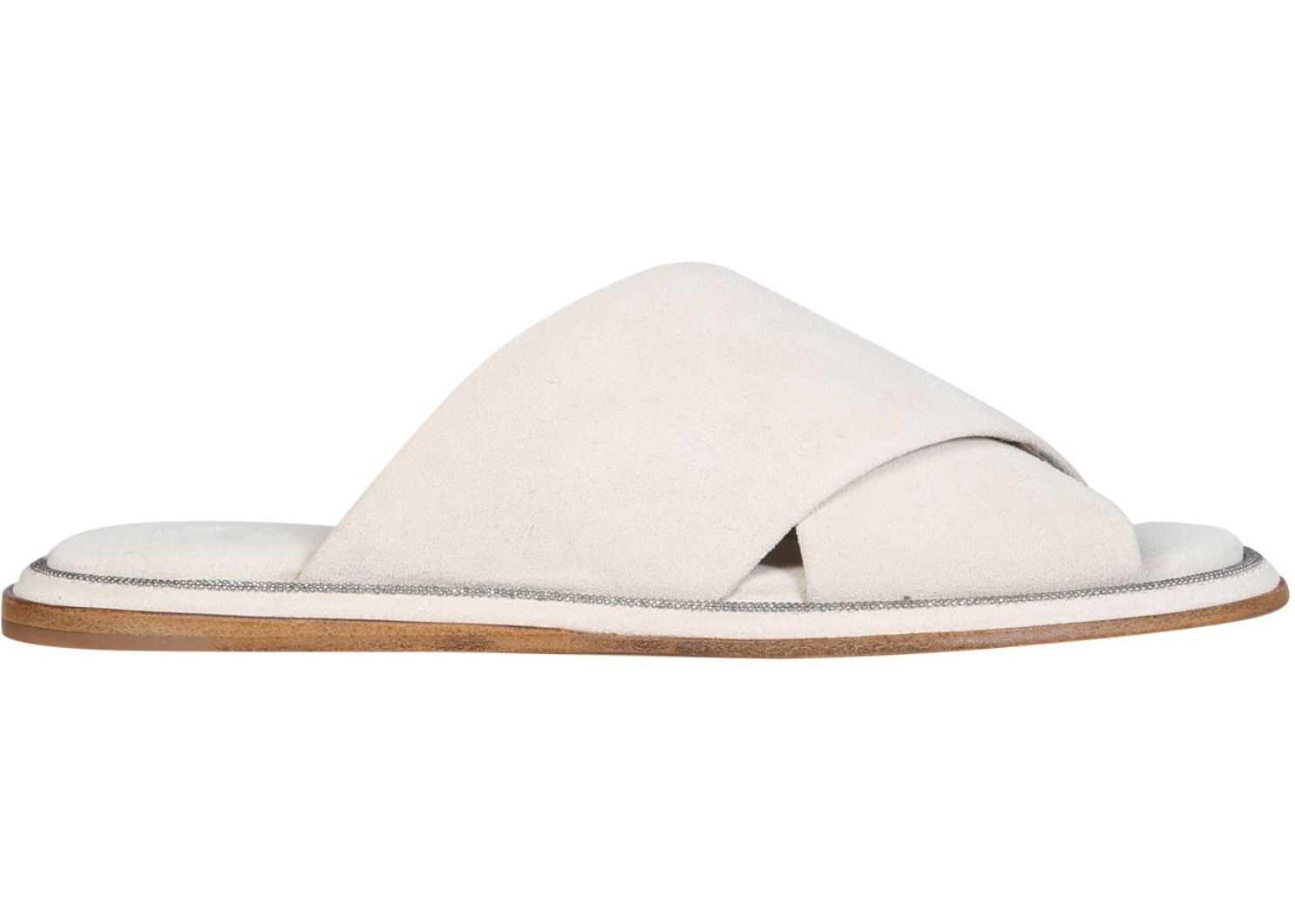 Brunello Cucinelli Low Crossed Sandals BEIGE