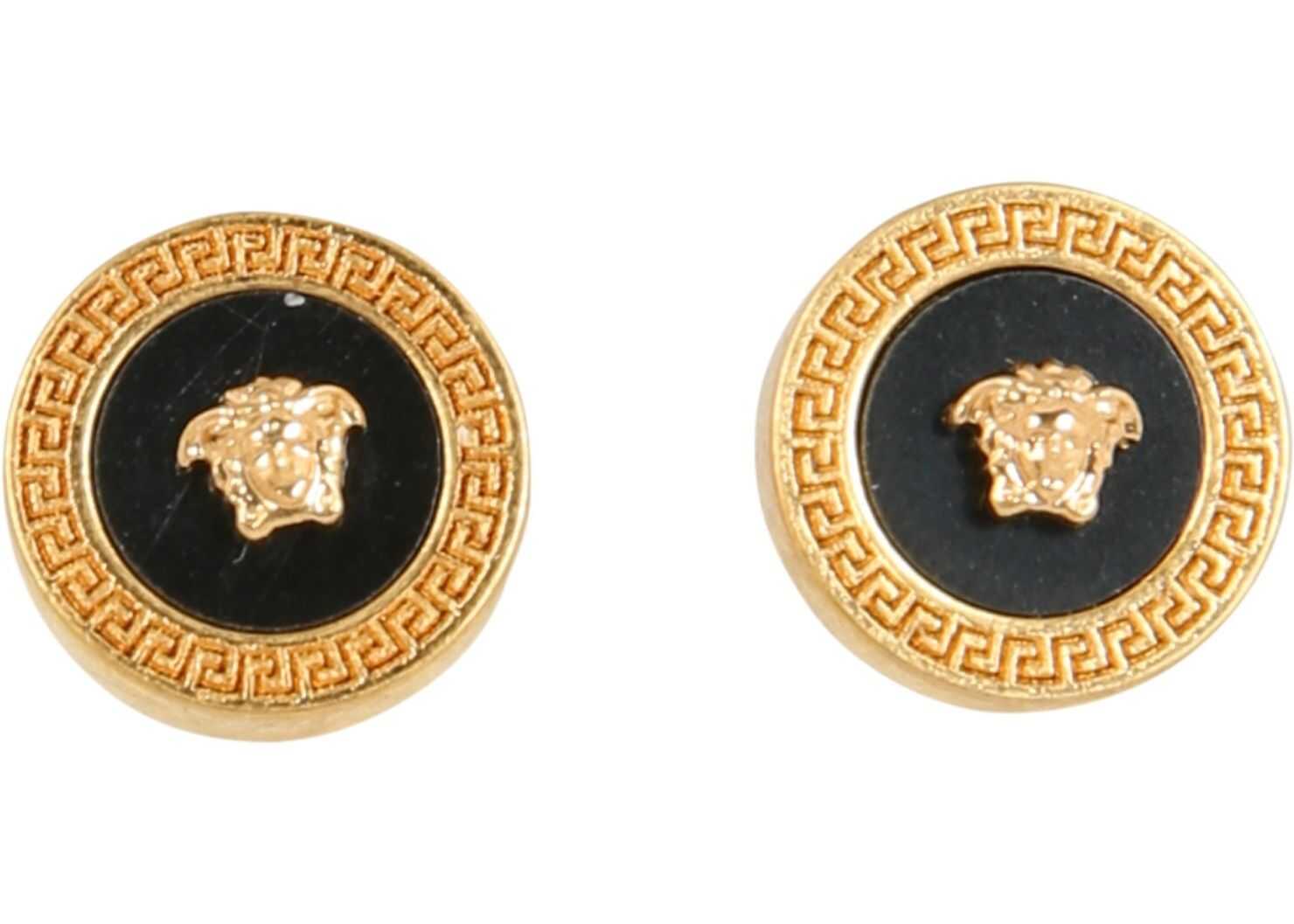 Versace Resin Medusa Button Earrings BLACK