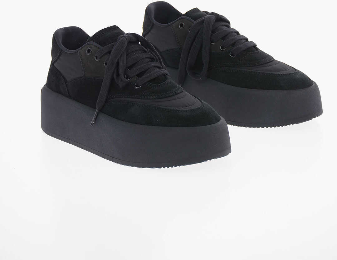 Maison Margiela Mm6 5Cm Suede Leather Platform Sneakers Black