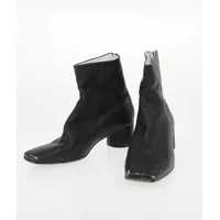 Botine Mm6 Vintage Effect Leather Ankle Boots Femei