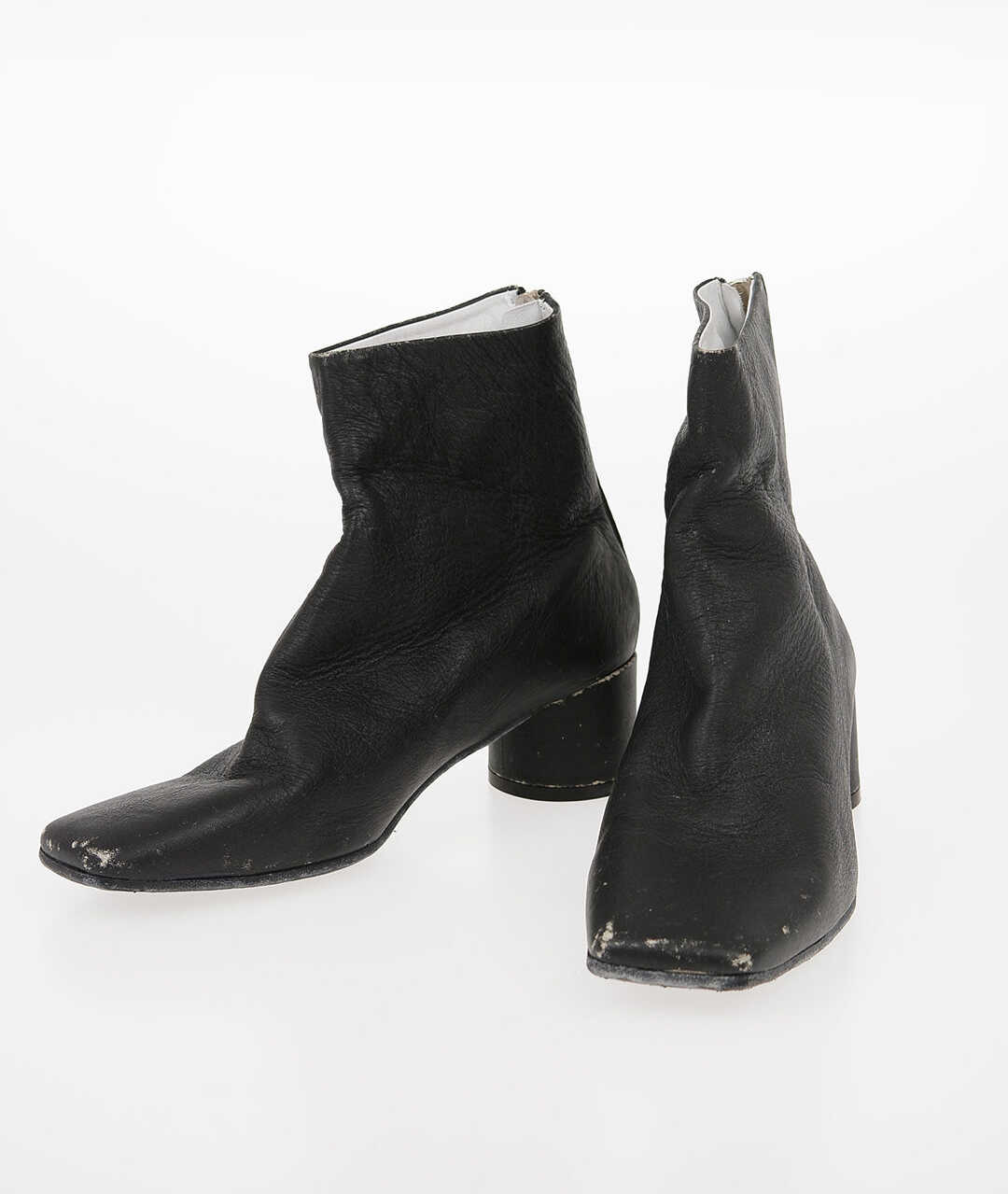 Maison Margiela Mm6 Vintage Effect Leather Ankle Boots Black