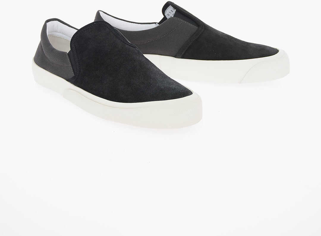 Maison Margiela Mm22 Suede Leather Two-Tone Slip On Sneakers Black