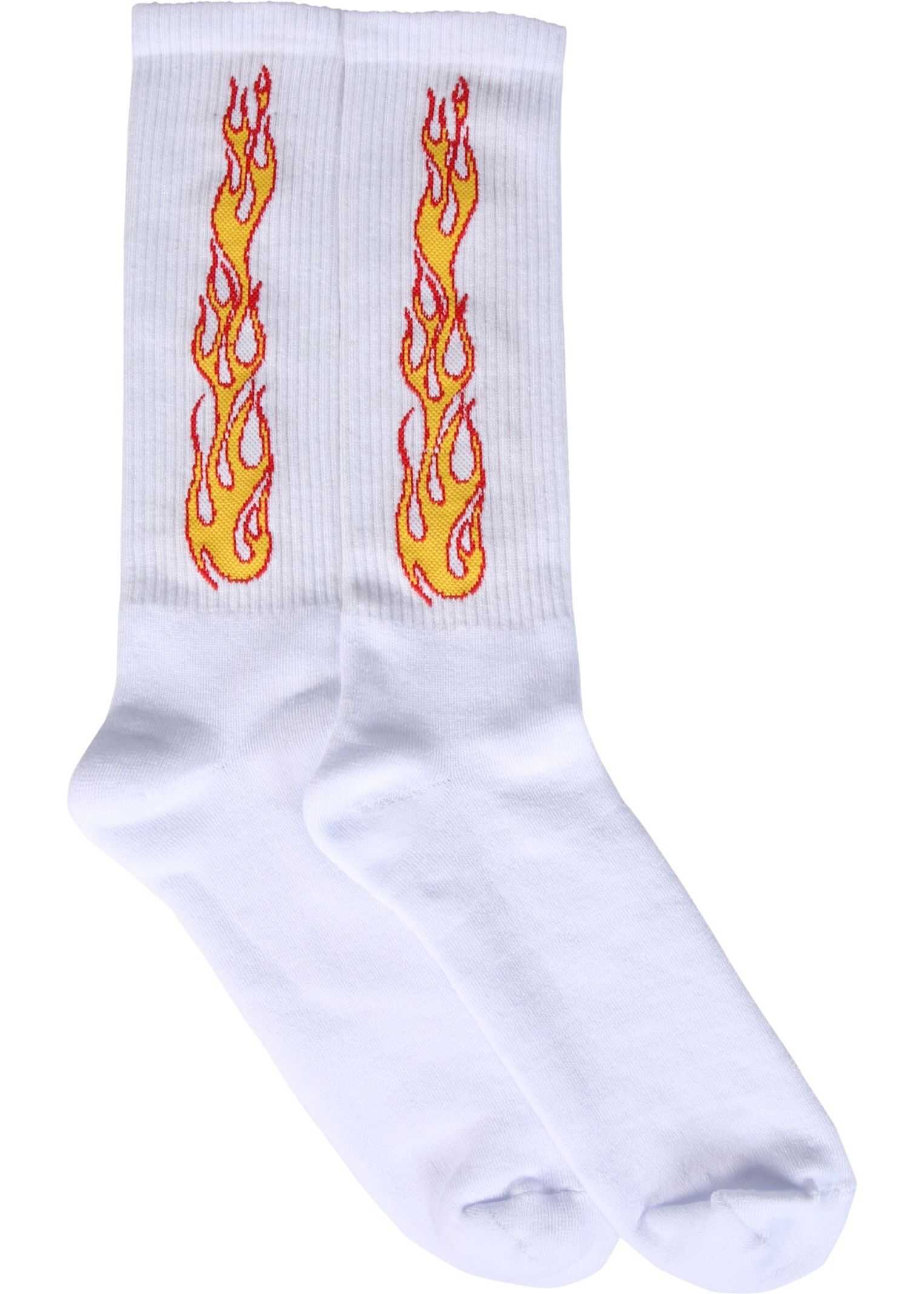 Palm Angels Socks With Flames Logo WHITE imagine