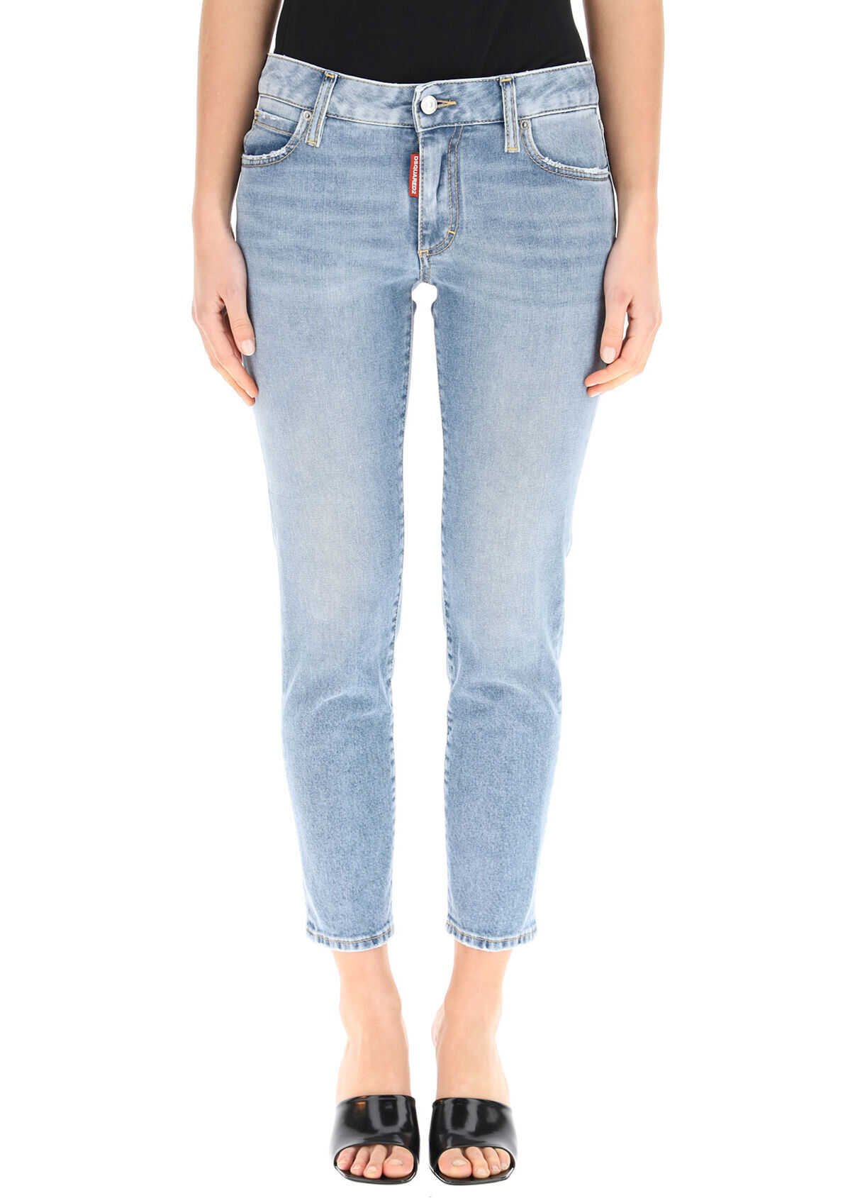 DSQUARED2 Medium Waist Cropped Twiggy Jeans S75LB0471 S30595 BLUE