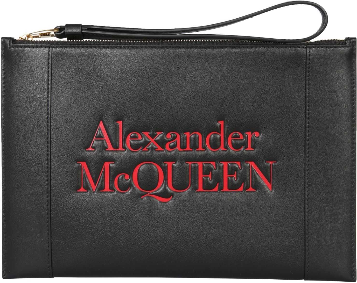 Alexander McQueen Clutch Signature 633063_1X3H11000 BLACK imagine b-mall.ro