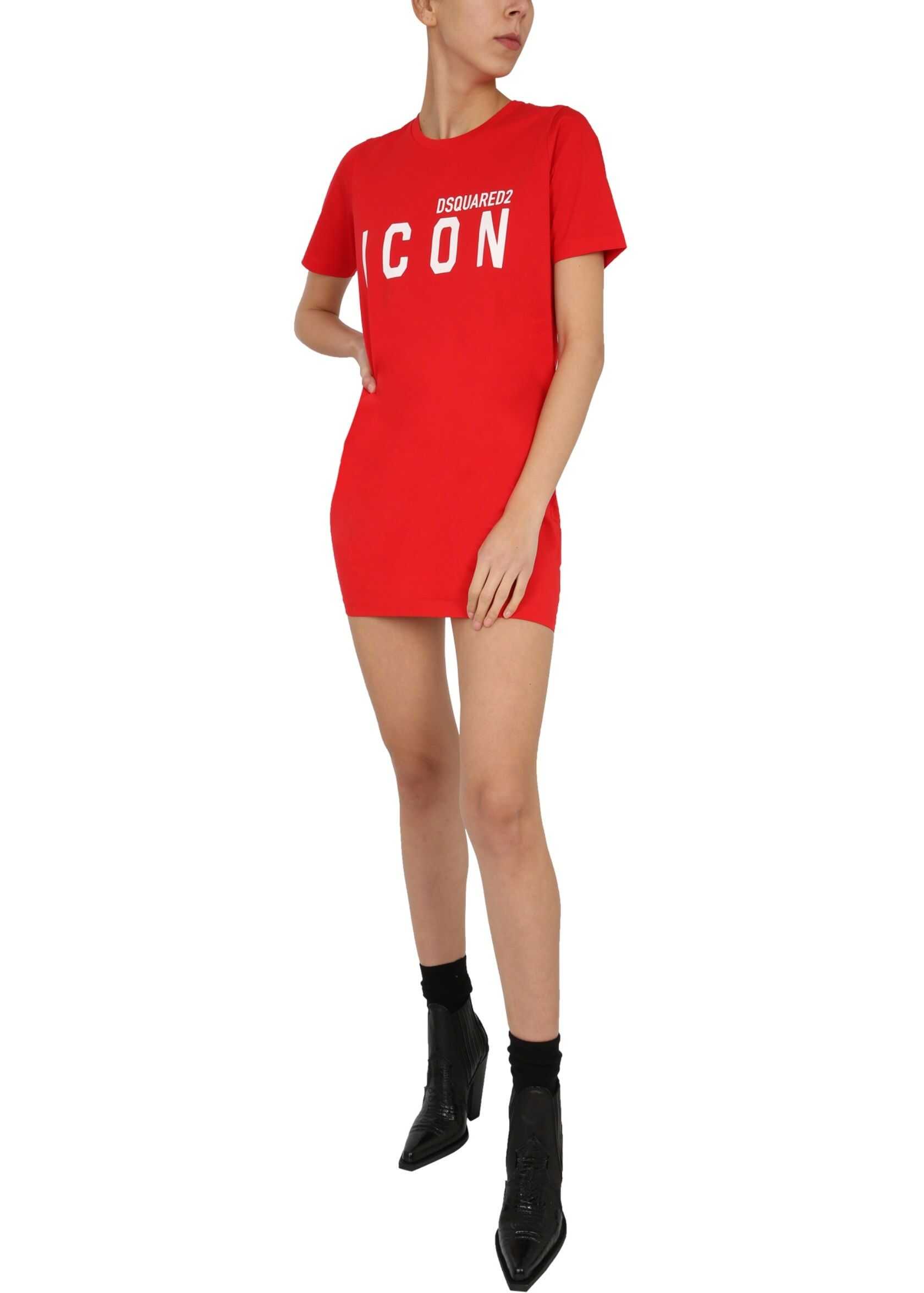 DSQUARED2 Dress With Icon Print RED
