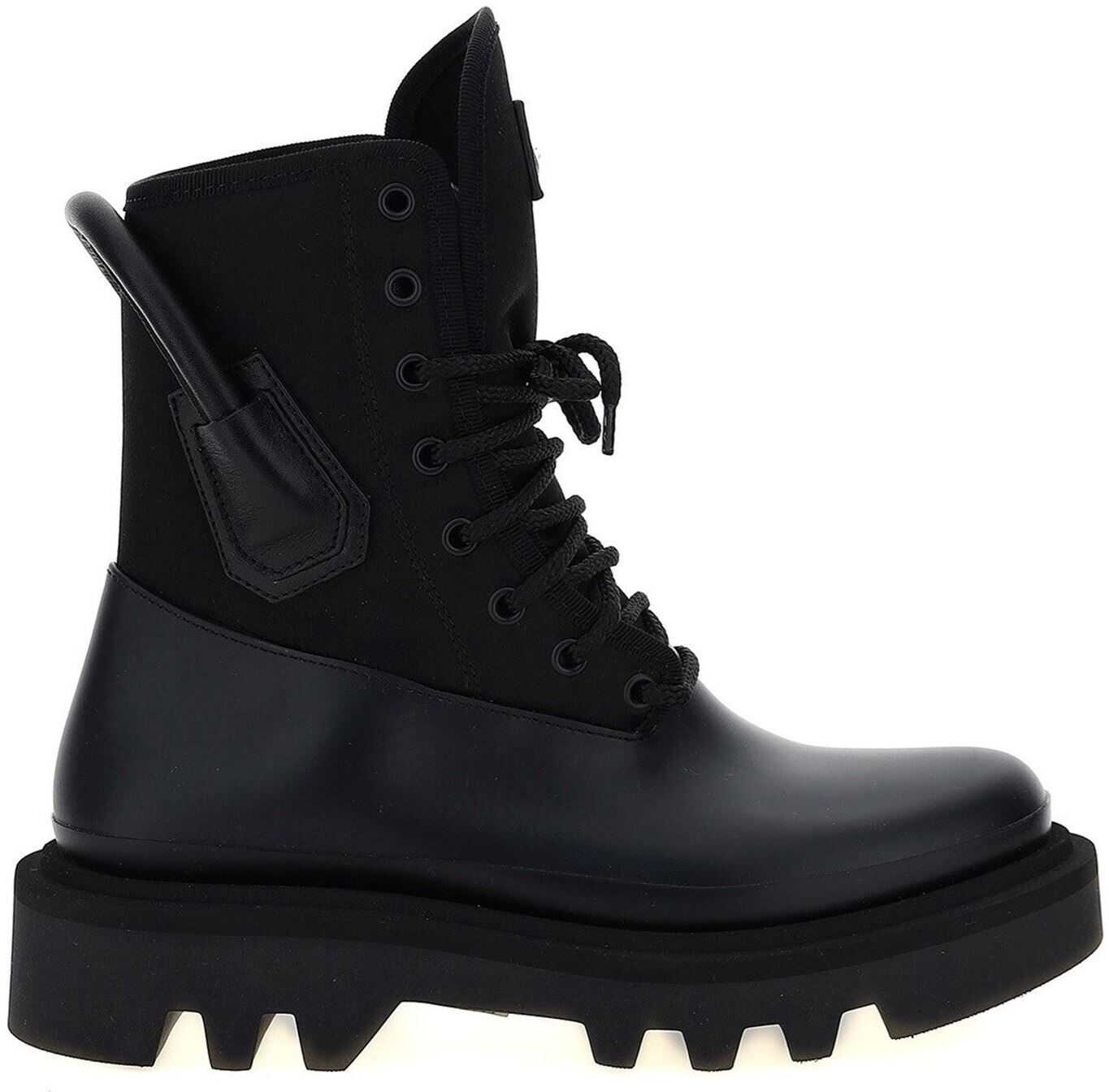 Givenchy Back Loop Combat Boots In Black Black