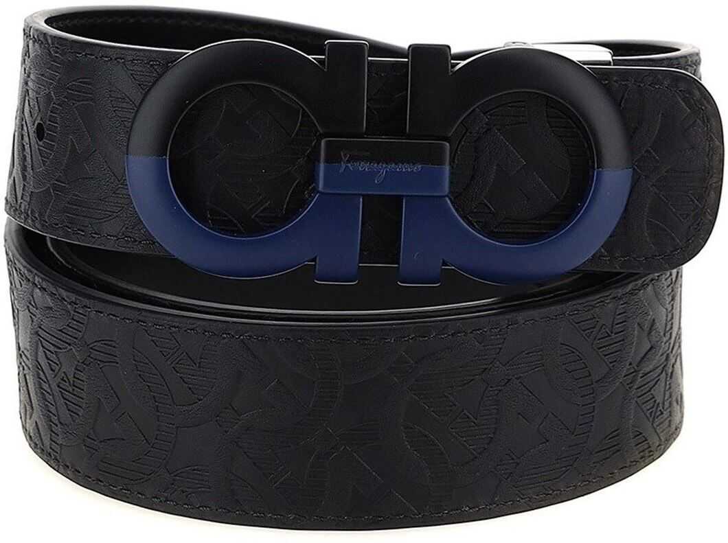 Salvatore Ferragamo Gancini Reversibile Belt In Black Black