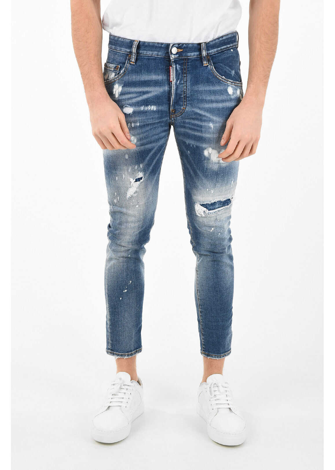 DSQUARED2 15cm Distressed Capri SKATER Jeans BLUE