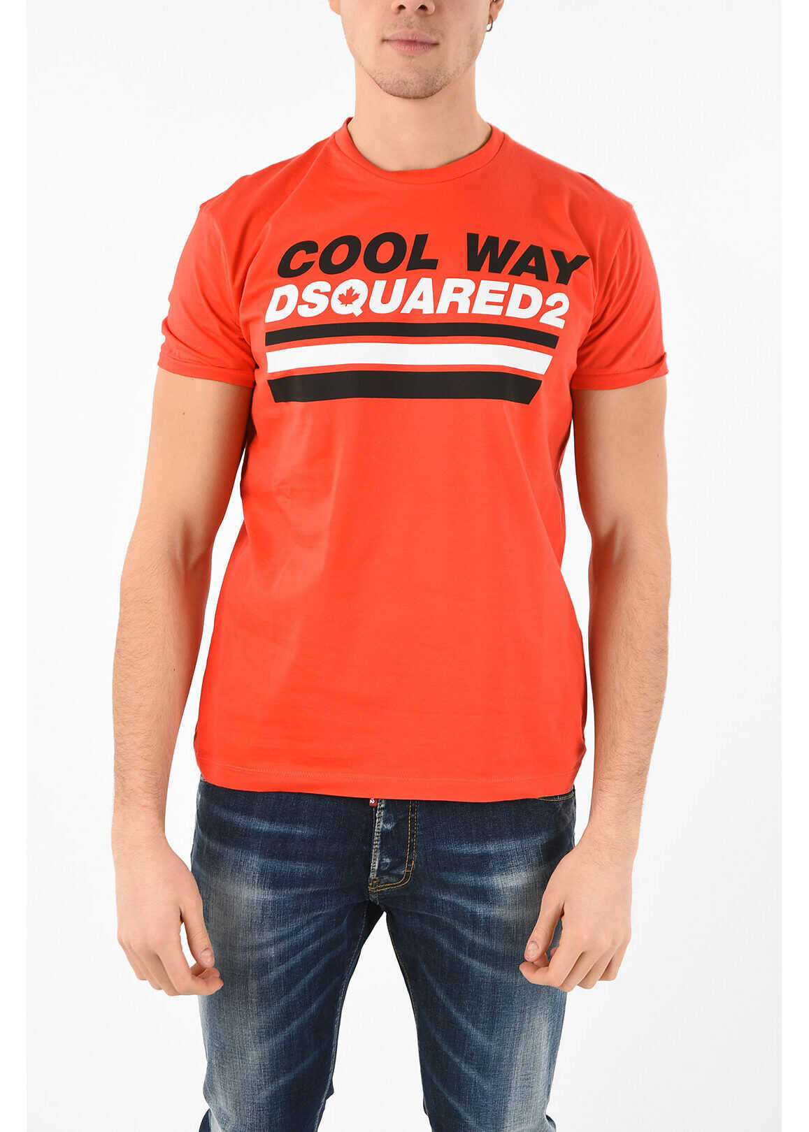 DSQUARED2 Printed Very Very Dan Fit T-Shirt Red