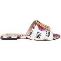 Slapi M Slogan And Flowers Sandals In White Femei