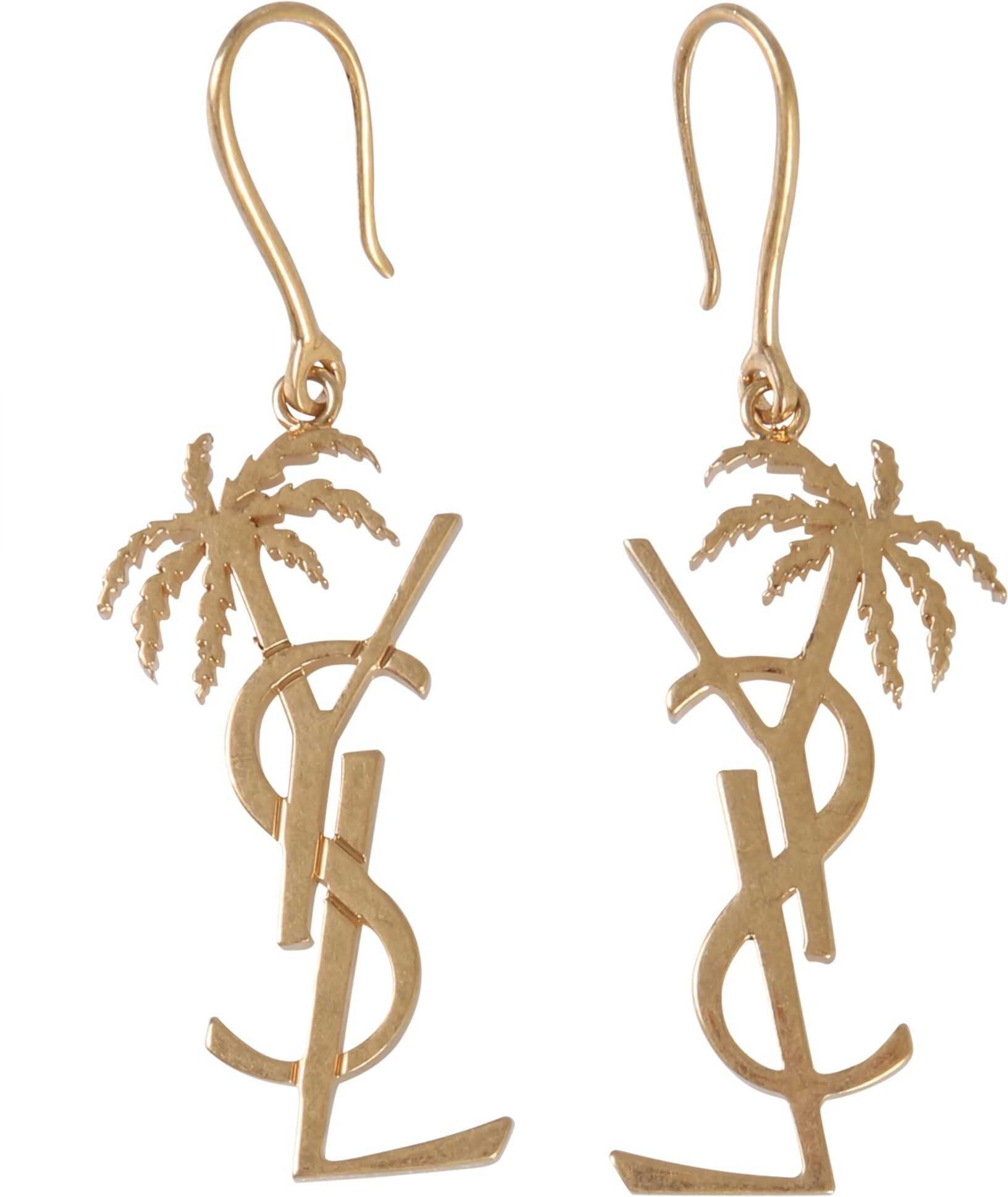 Saint Laurent Palmier Monogram Earrings GOLD