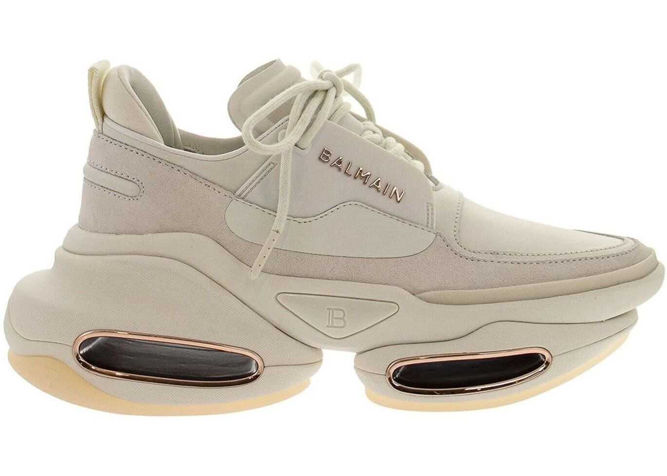 Balmain B-Bold Sneakers In Ivory Color White