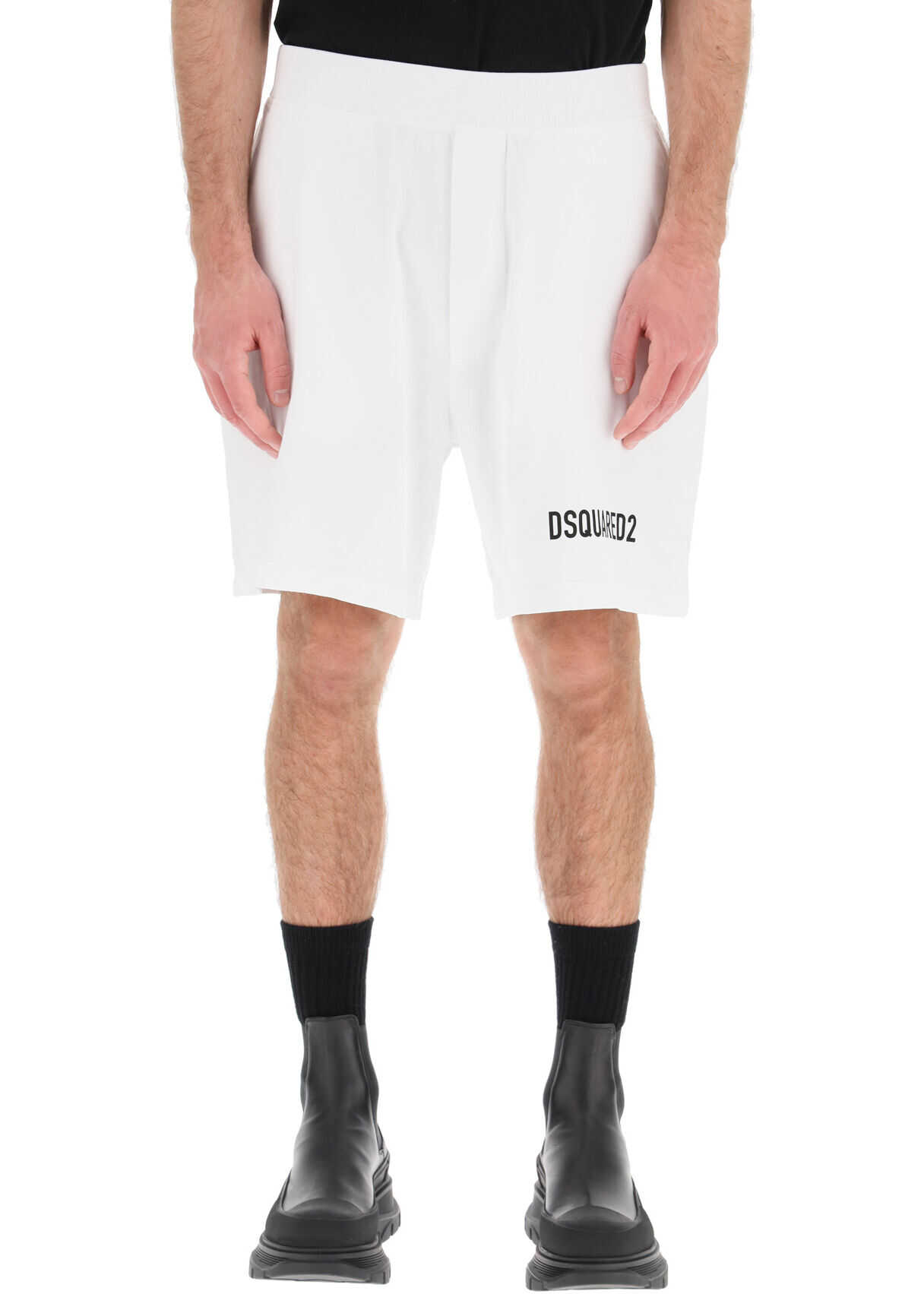 DSQUARED2 Jersey Shorts With Logo S74MU0645 S23851 WHITE