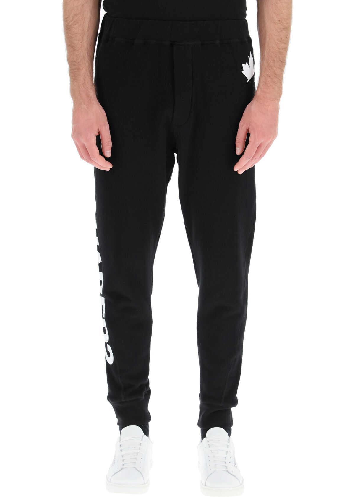 DSQUARED2 Sweatpants With D2 Leaf Print S74KB0557 S25042 BLACK