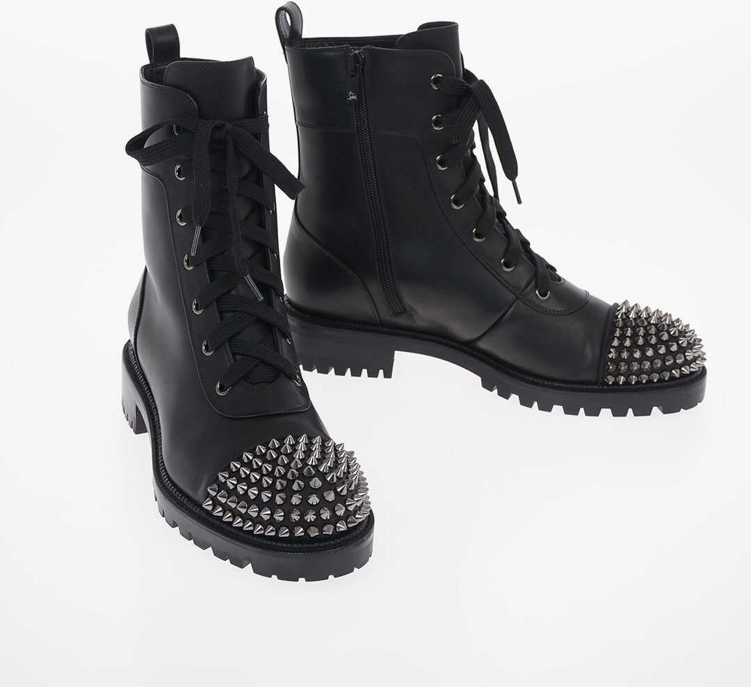 leather and studded Combat boots