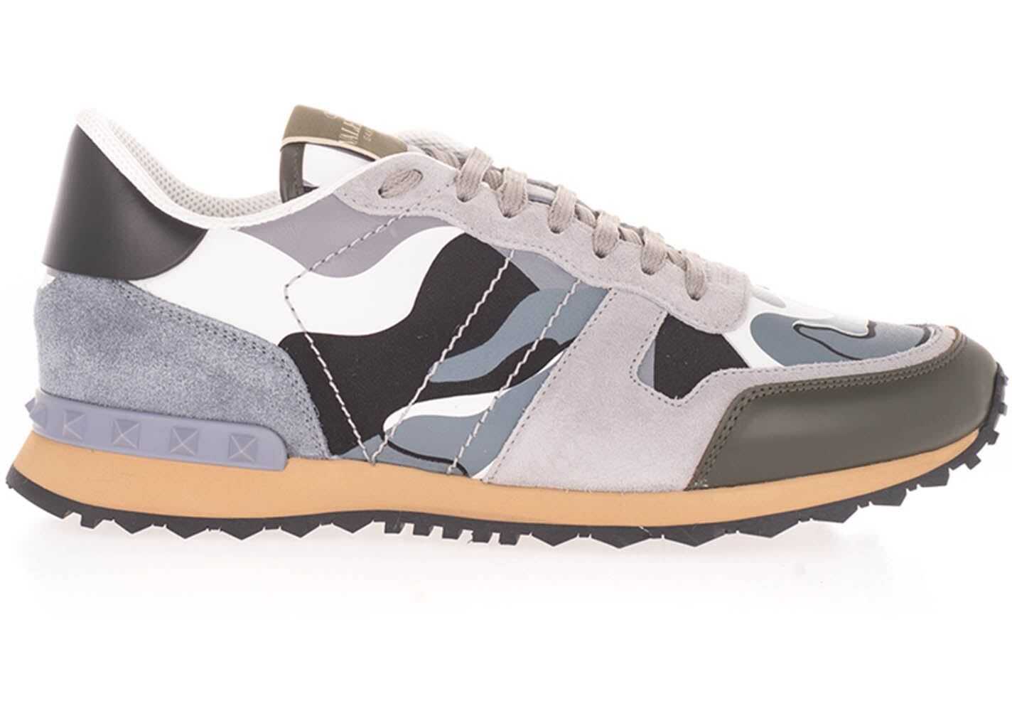 Valentino Garavani Rockrunner Camouflage Sneakers In Gray Grey