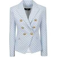 Sacouri office Gingham Vichy Jacket In Light Blue Femei