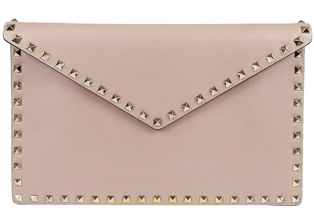 Rockstud Clutch Bag In Pink