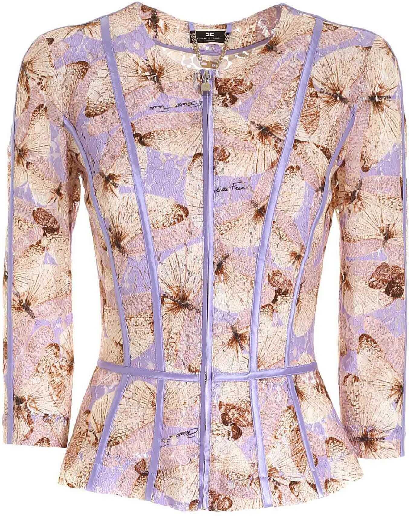 Elisabetta Franchi Jacket With Butterfly Pattern In Multicolor Multi