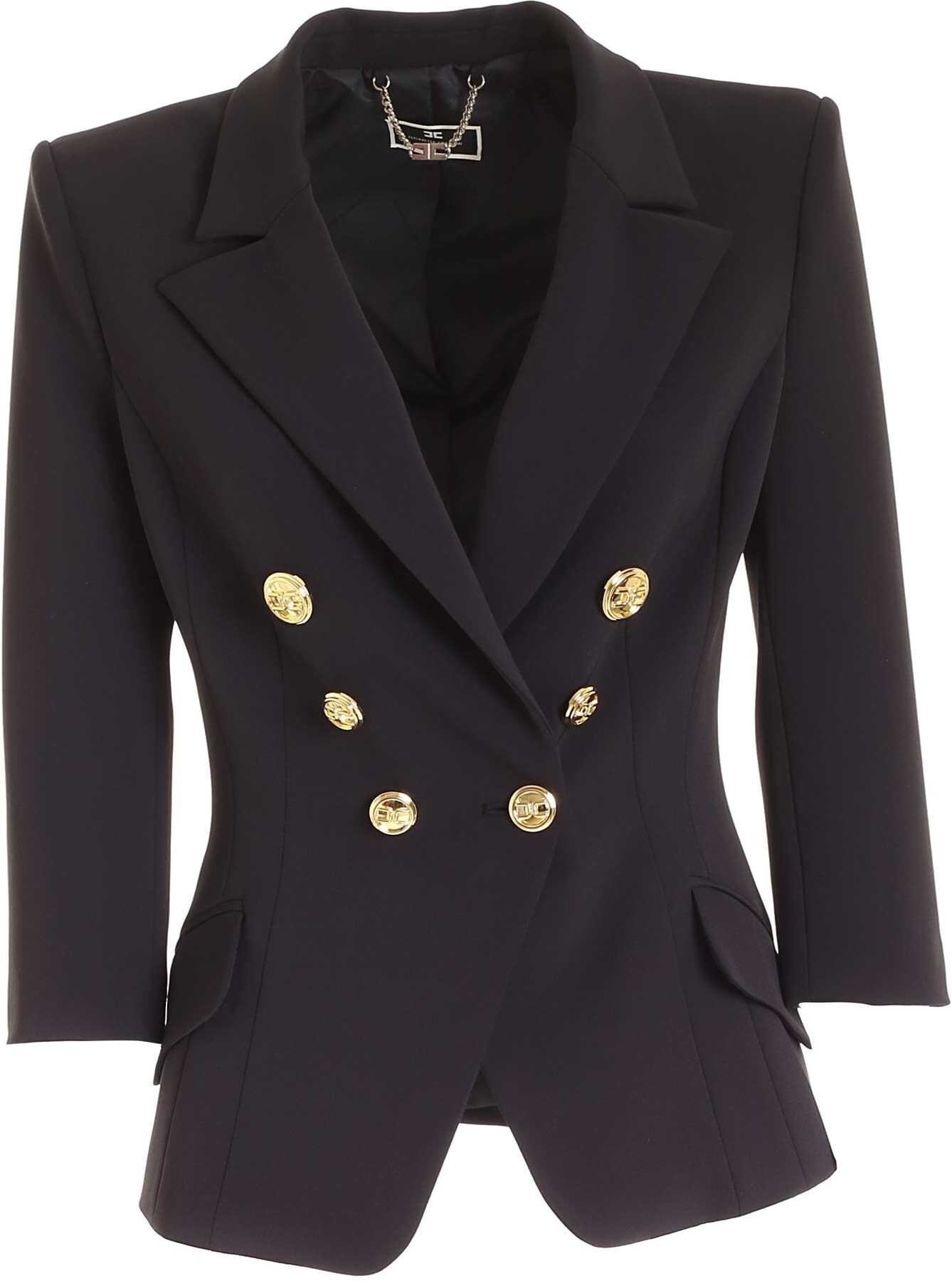 Elisabetta Franchi Double-Breasted Jacket In Black Black