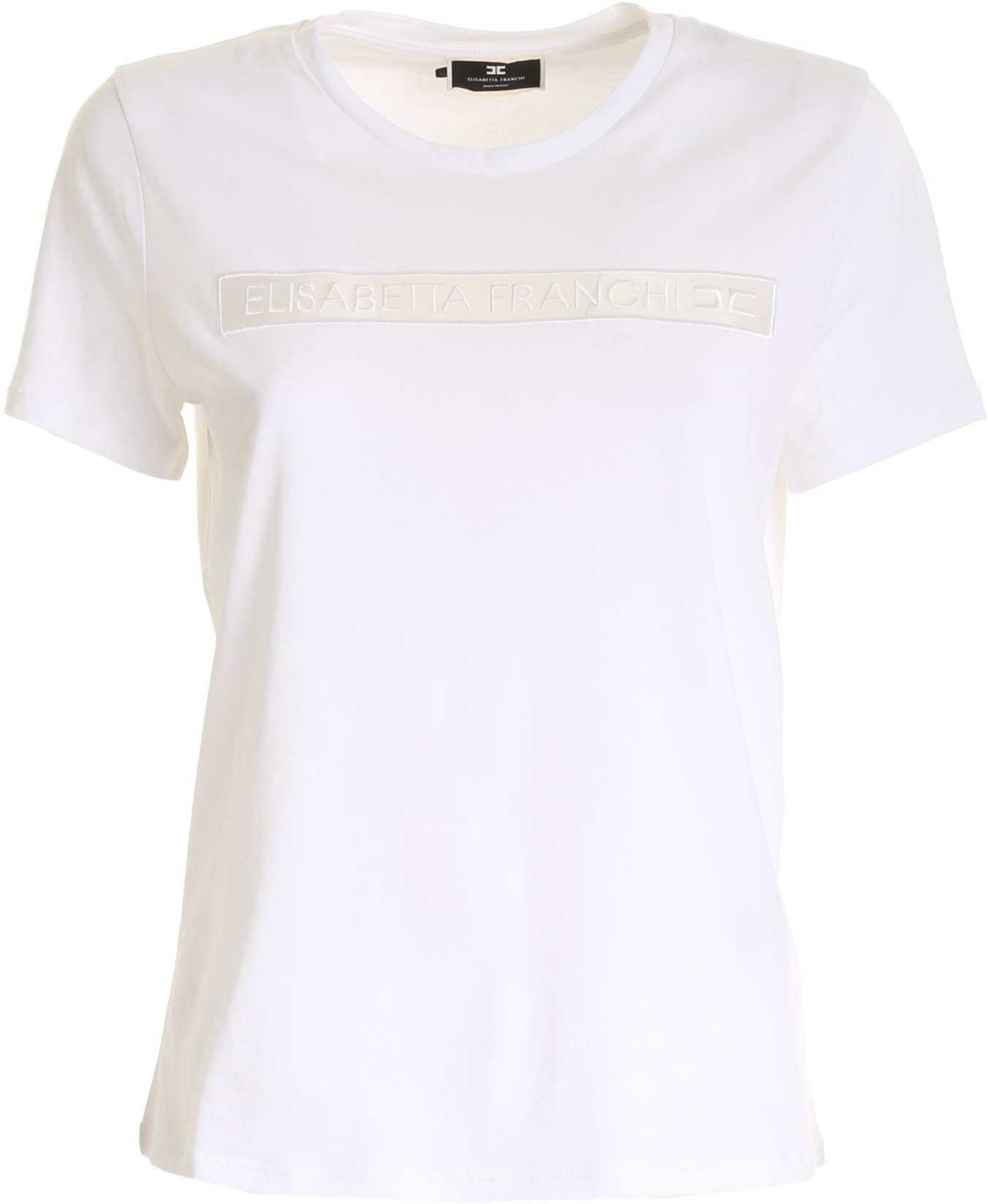 Elisabetta Franchi T-Shirt With Semi-Transparent Detail In White White