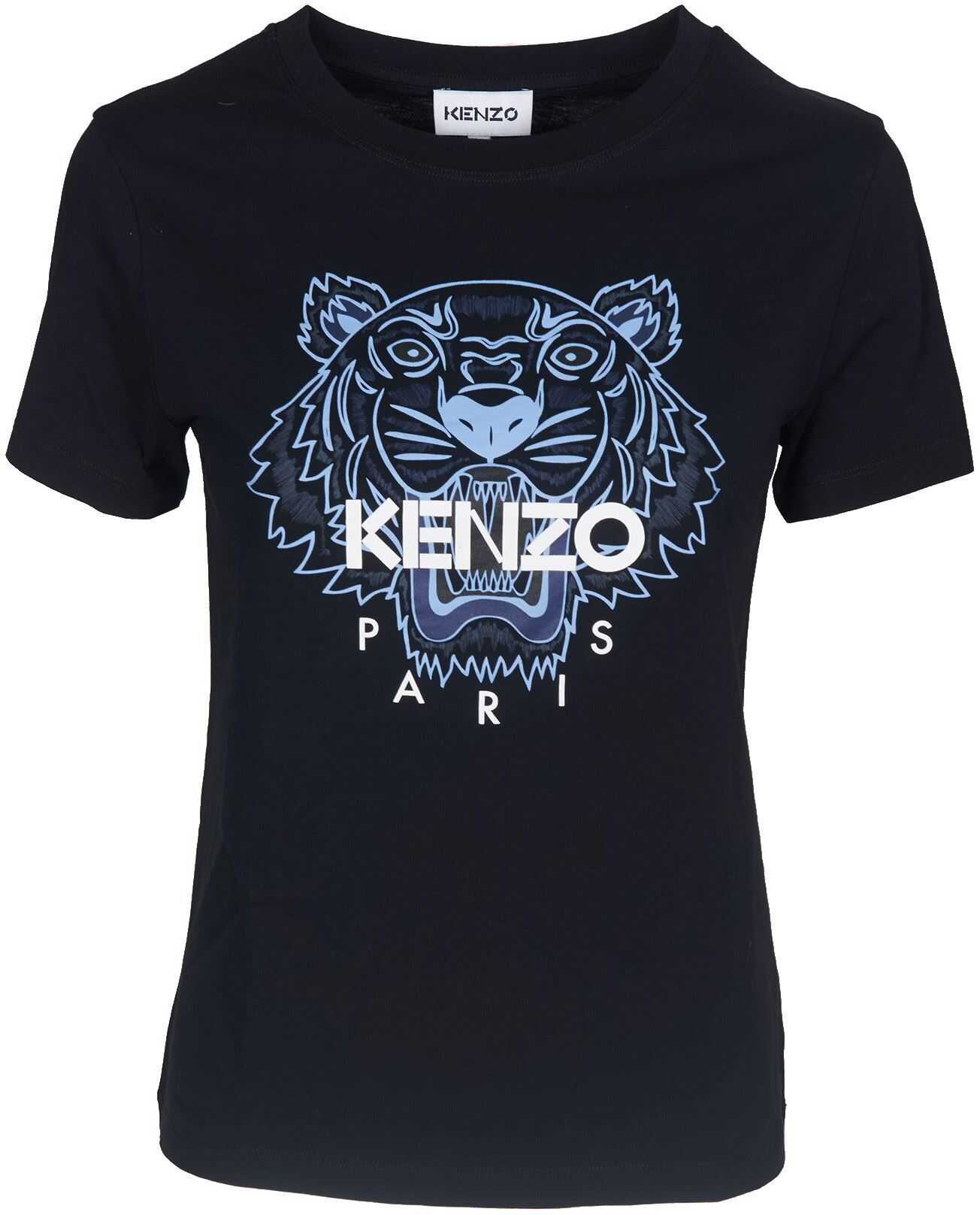 Kenzo Tiger Printed T-Shirt In Black Black