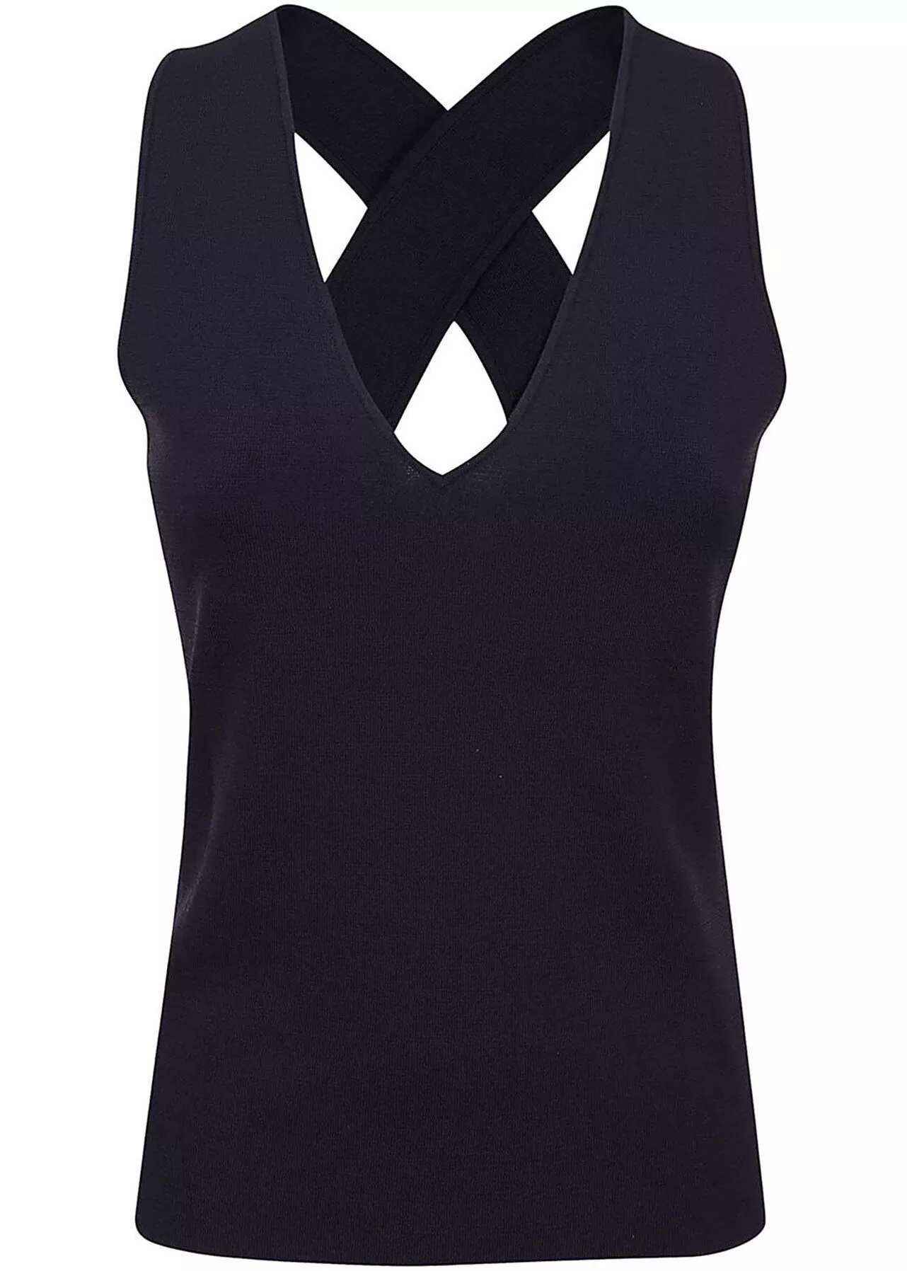 Woven Detail Viscose Blend Top In Blue