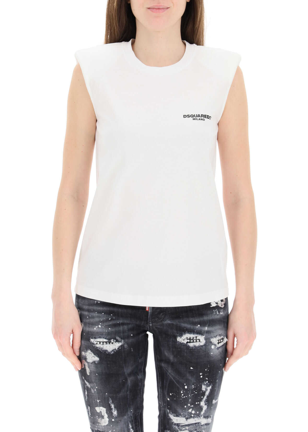 DSQUARED2 Top With Logo Print S75GD0183 S23009 WHITE