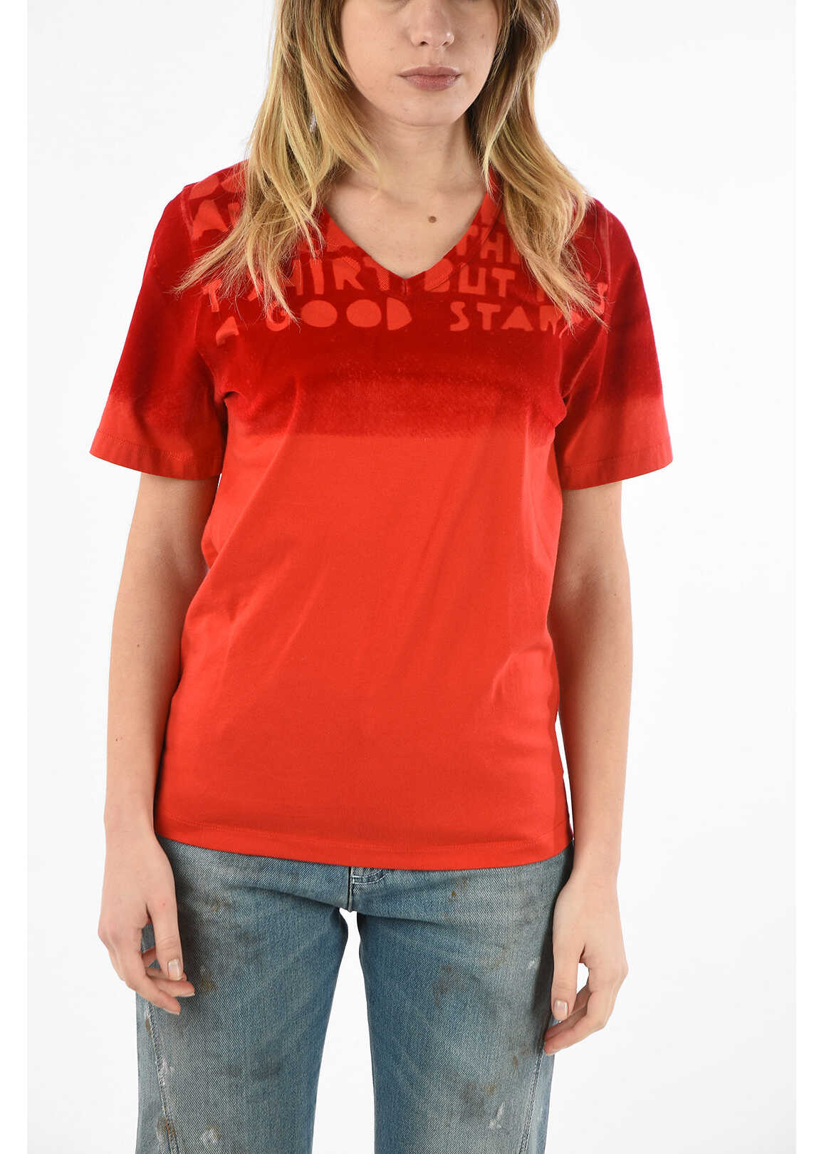 Maison Margiela FRONT AND BACK PRINTED CHARITY T-SHIRT RED