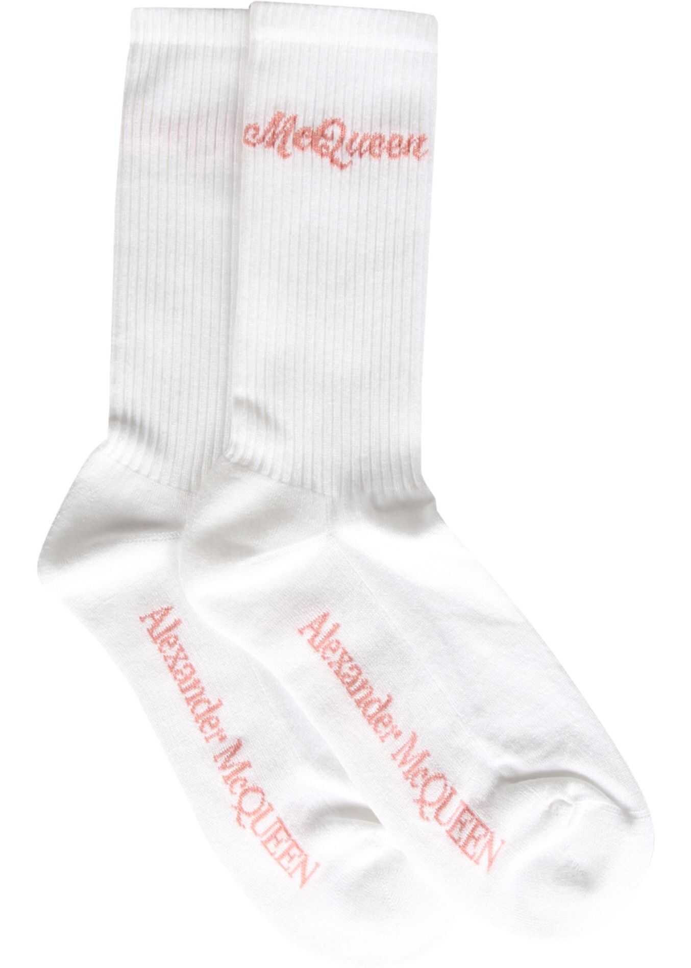 Alexander McQueen Socks With Logo WHITE imagine