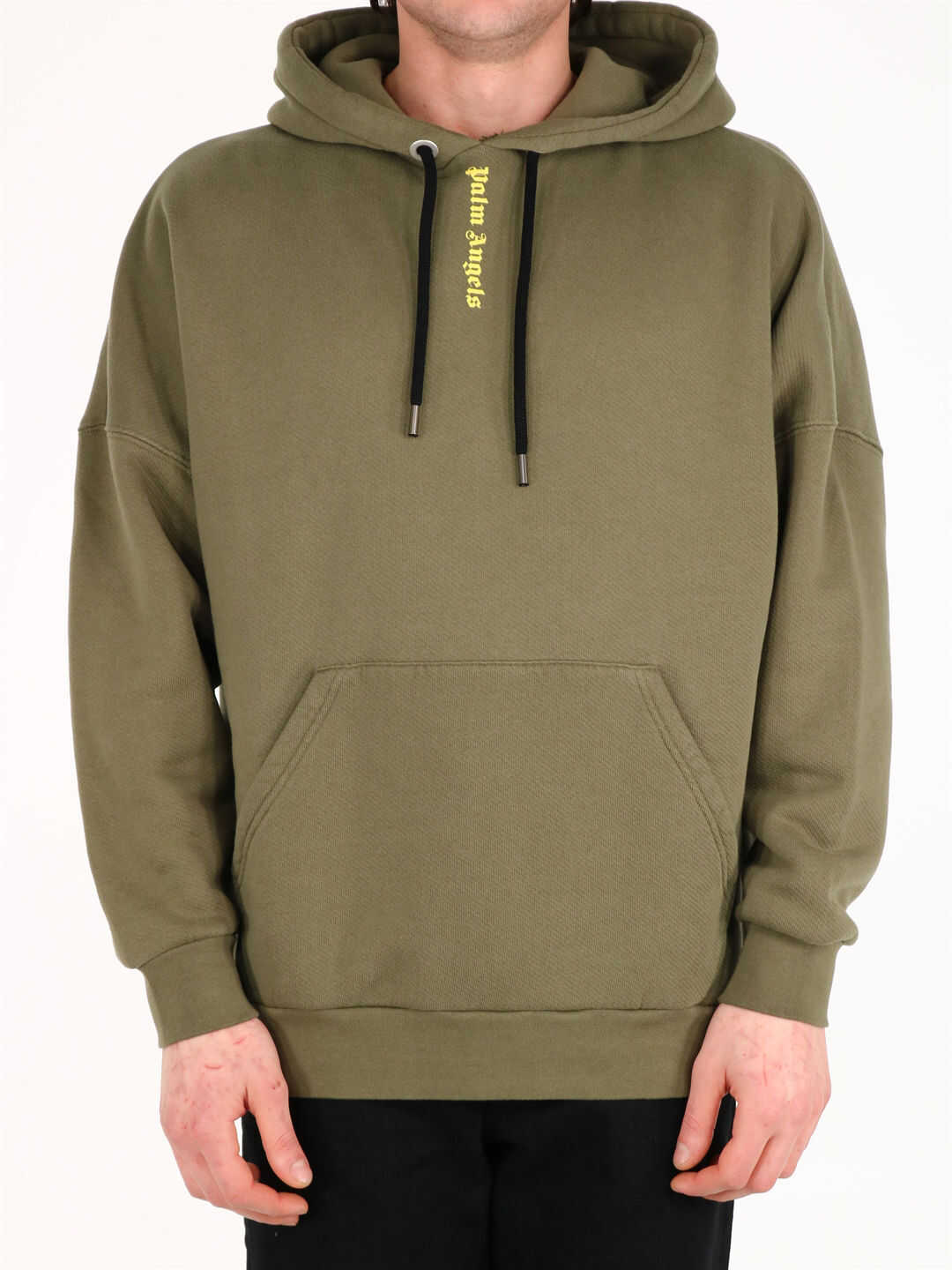 Palm Angels Logo Cotton Hoodie Green