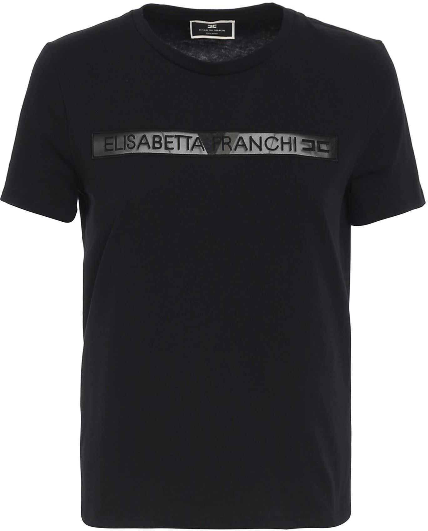 Elisabetta Franchi Logo Lettering Embroidery T-Shirt In Black Black