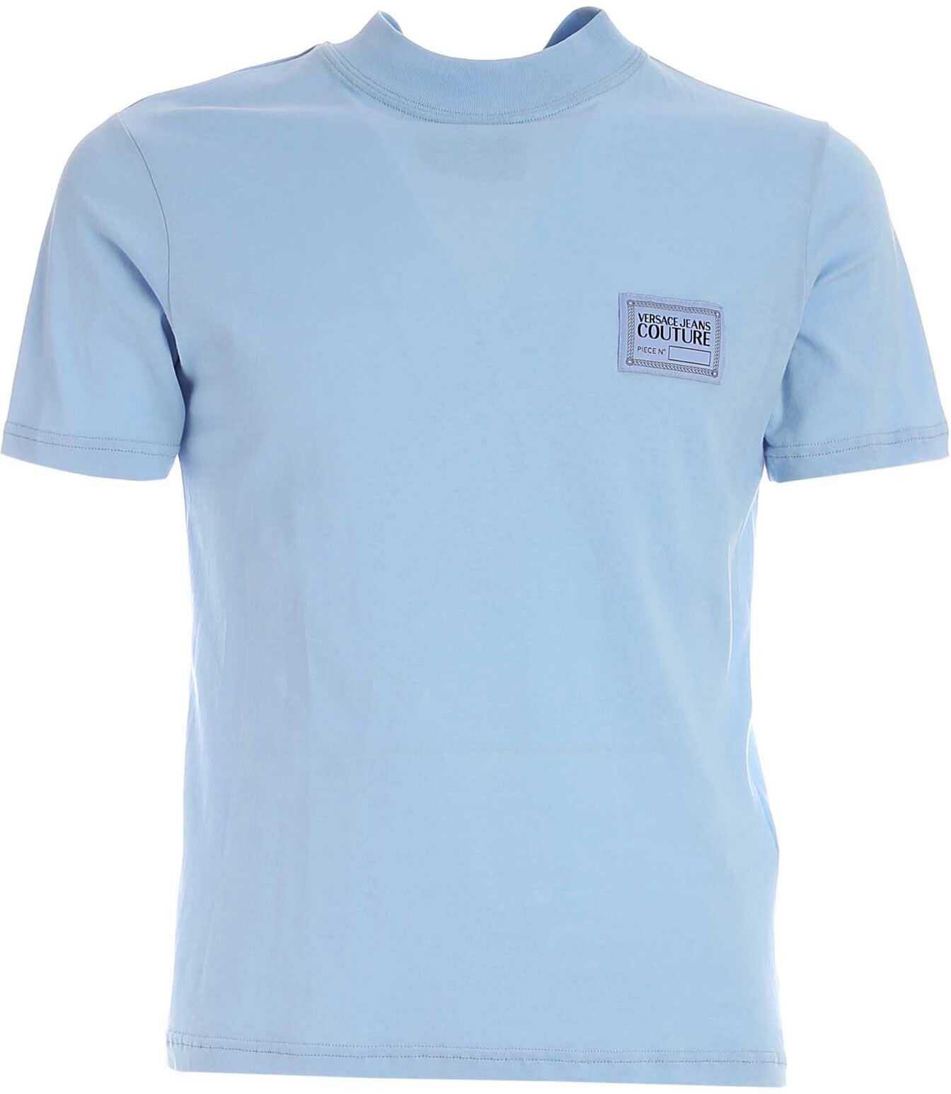 Versace Jeans Couture Logo Patch T-Shirt In Light Blue Light Blue