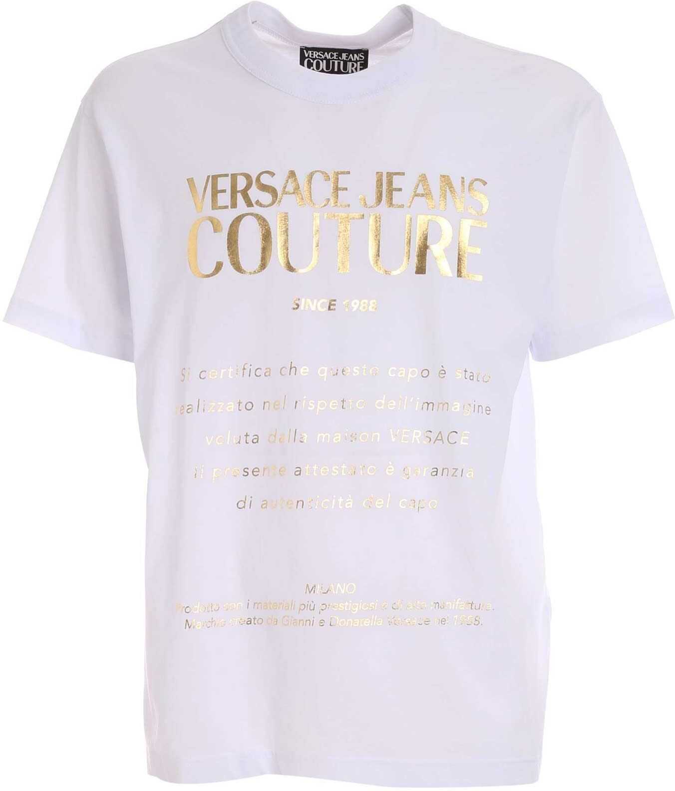 Versace Jeans Couture Label Print T-Shirt In White White