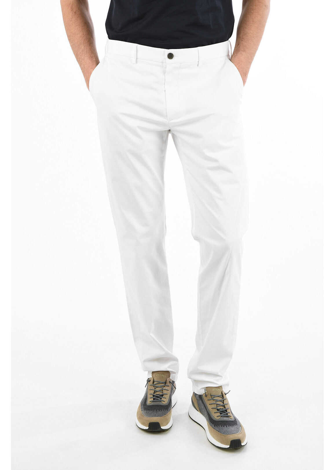 ZZEGNA Stretch Cotton Pants with Jetted Pockets