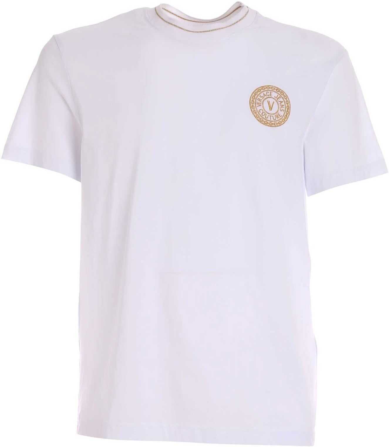 Versace Jeans Couture V-Emblem Embroidery T-Shirt In White White