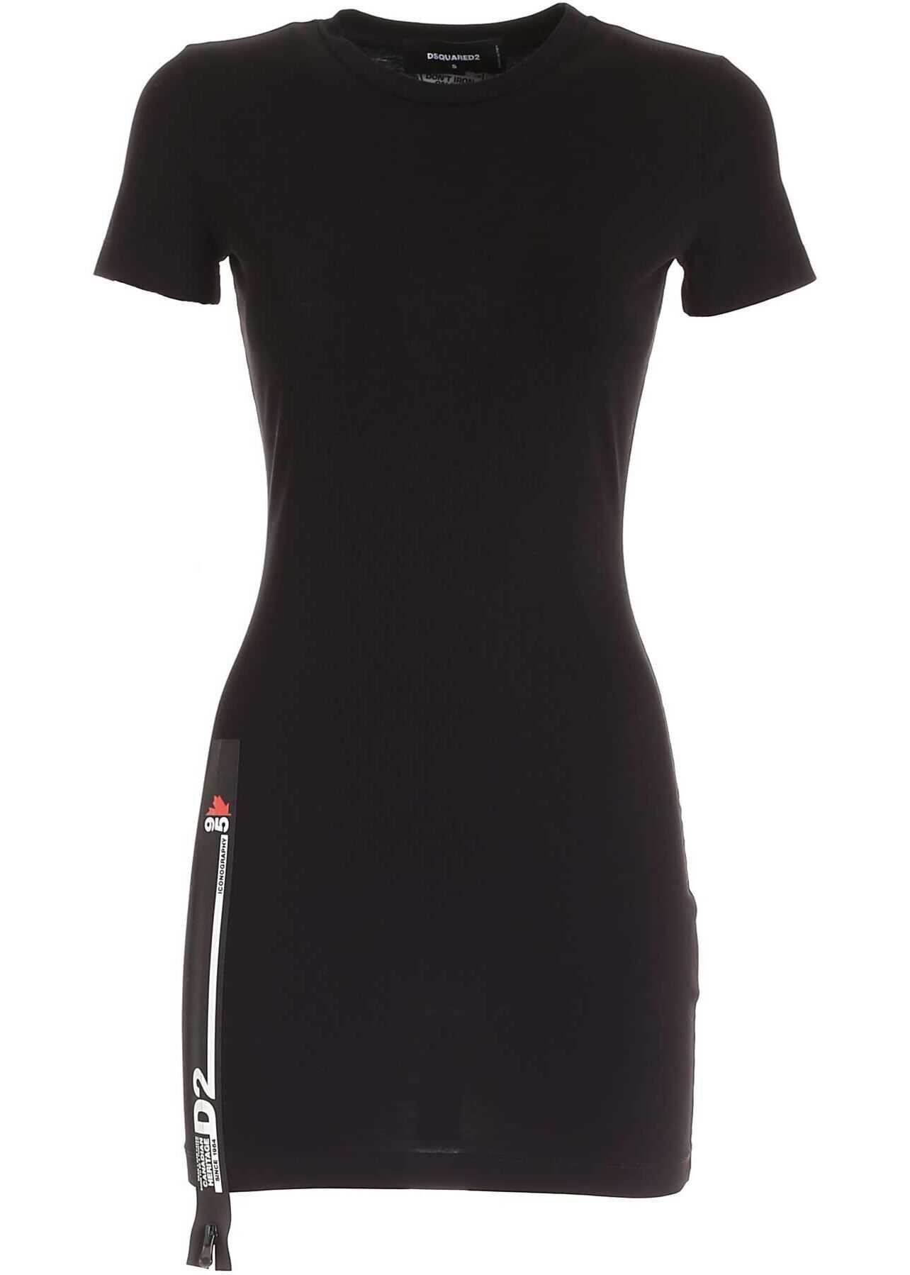 DSQUARED2 D2Line Slit Zip Dress In Black Black