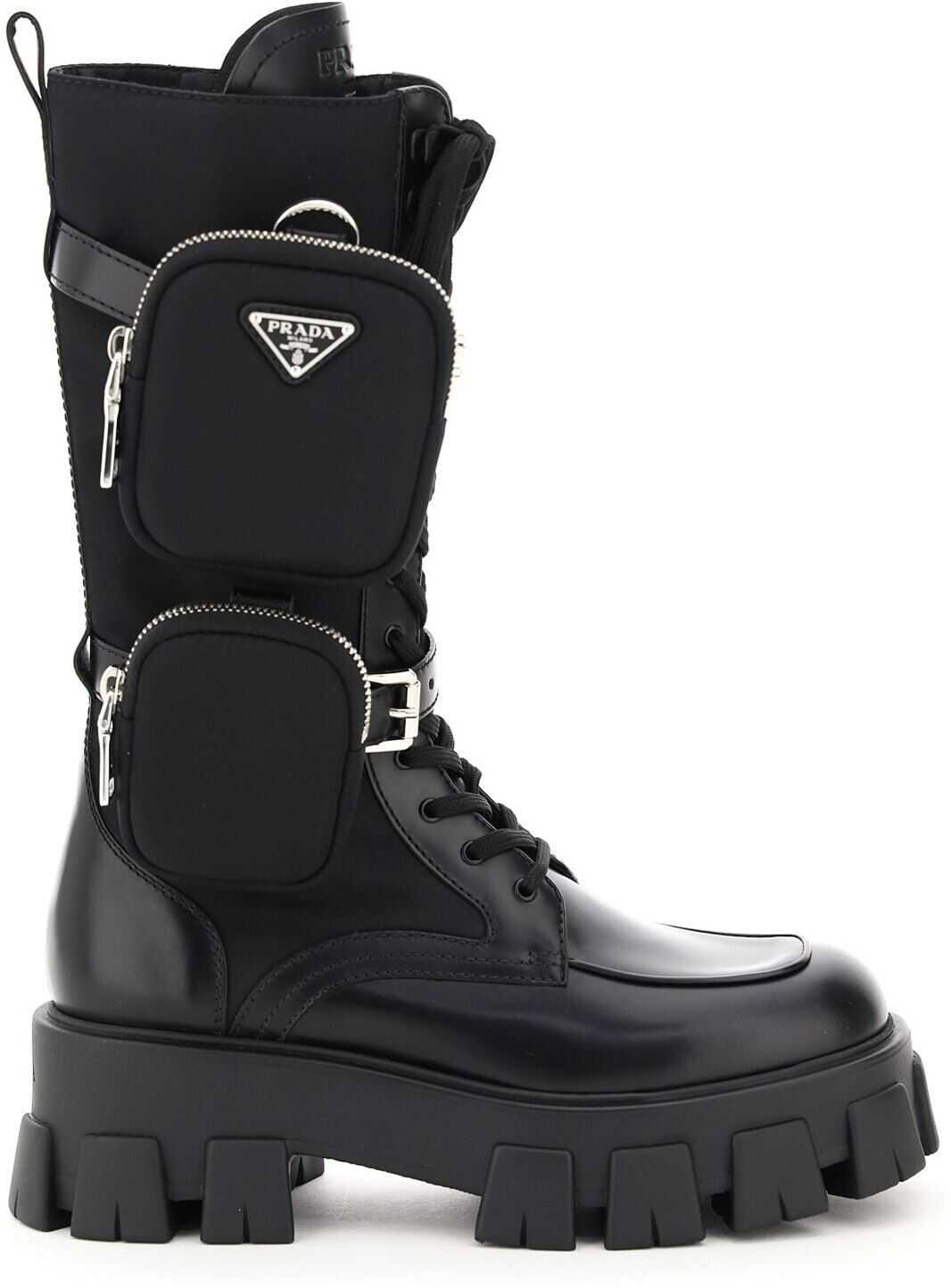 Prada Monolith Boots Double Pouch NERO