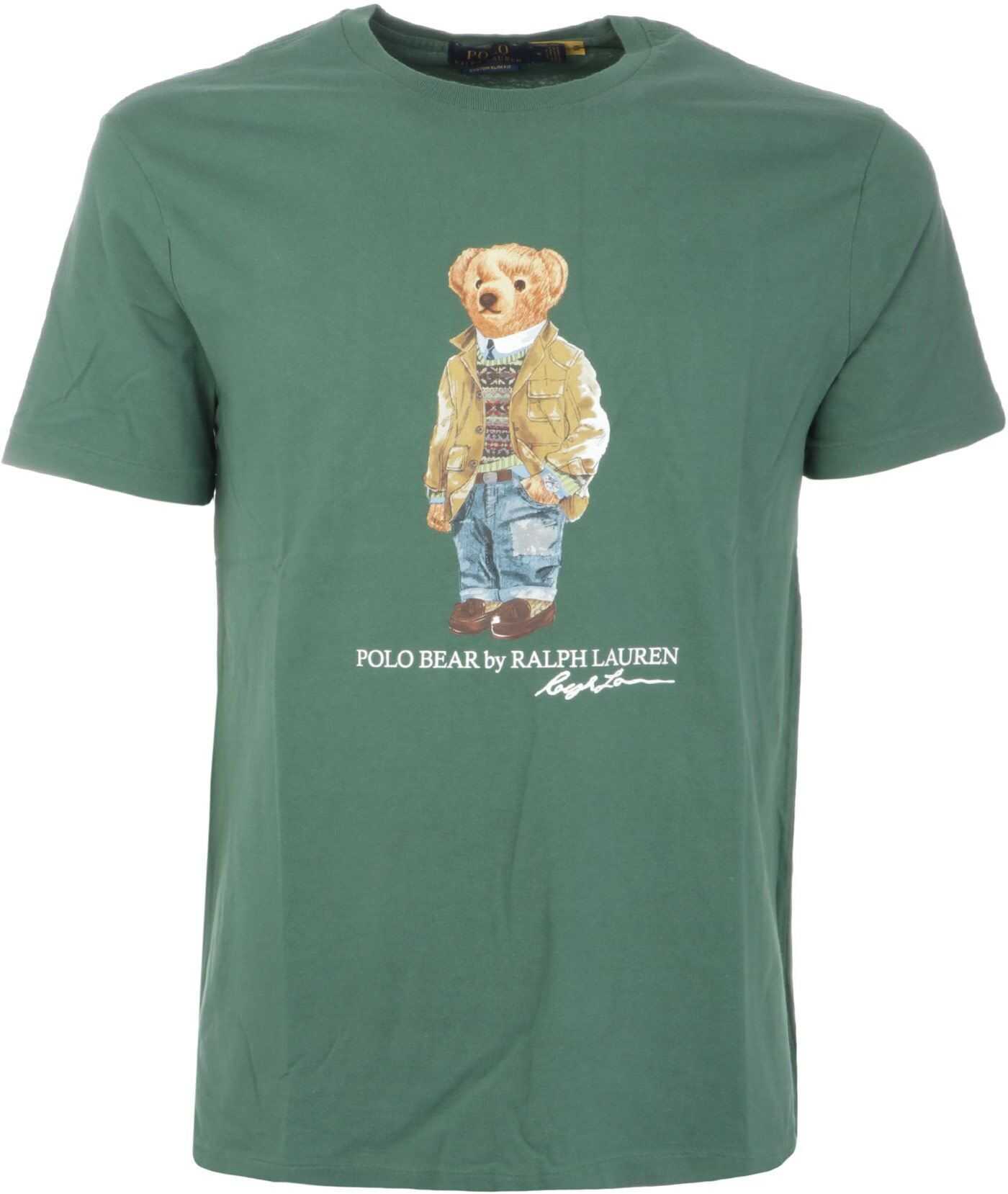 Ralph Lauren Polo Bear Print T-Shirt In Green Green