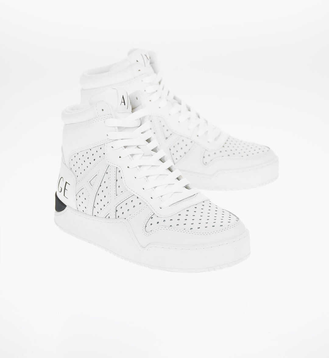 Armani ARMANI EXCHANGE Leather Openwork Sneakers WHITE