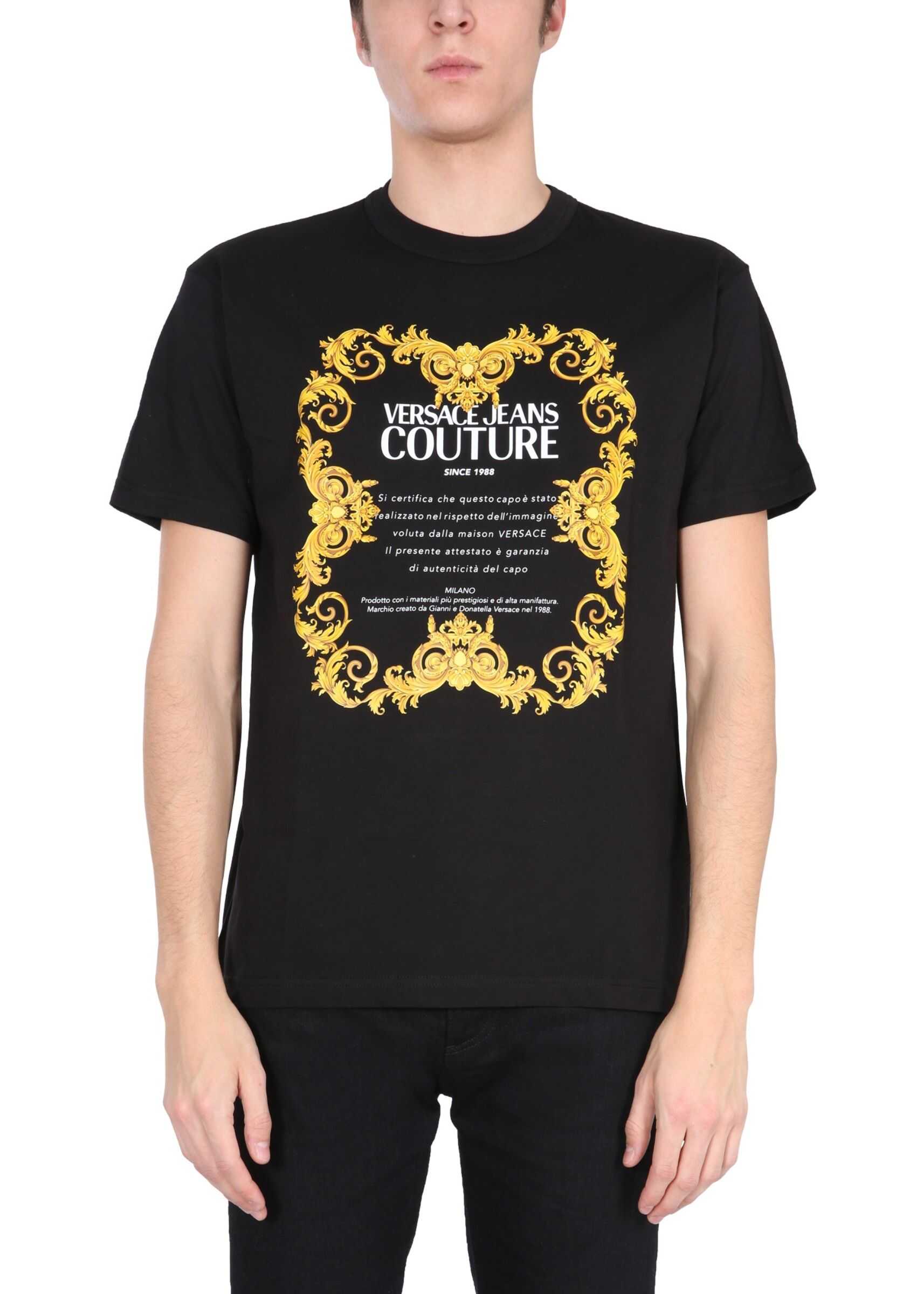 Versace Jeans Couture T-Shirt With Baroque Logo BLACK